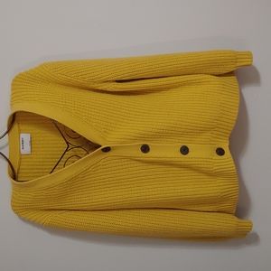 Old Navy, large, yellow, cardigan sweater.